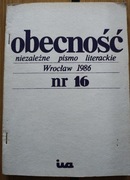 OBECNOŚĆ niezależne pismo literackie nr 16/1986