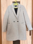 322. Jasny szary płaszczyk damski z domieszką wełny Zara rozmiar S