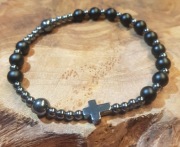 Bransoletka elastyczna różaniec męska kamienie