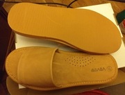 Klapki domowe, naturalna skóra,beż,BABA,40/41