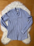 Koszula męska na stójce Zara S len niebieska w kropki