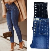 Granatowe spodnie z cyrkoniami 