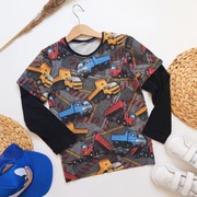 Bluzka 128 w wywrotki długi rękaw wywrotka szara wielokolorowa dla chłopca 