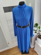 niebieska sukienka Zara L XL prążki kobalt chaber długa