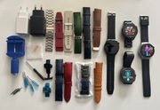 Zestaw 7 zegarków smartwatch, akcesoria, paski, ładowarki i narzędzia!