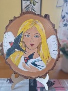 Obraz na drewnie malowany Anioł