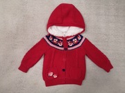 Elegancki haftowany ocieplany sweter w kwiatki Mini Club 86 - 92 jak nowy