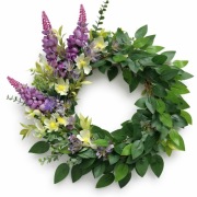 Wianek dekoracyjny na drzwi wiosenny stroik rękodzieło liliowo-zielony