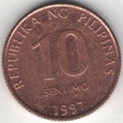 Filipiny 10 sentimo centymów 1997 -  17 mm - nr 3