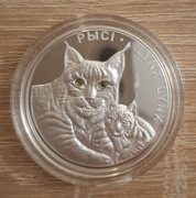 RYSIE 20 rubli Białoruś 2008 srebo 1oz