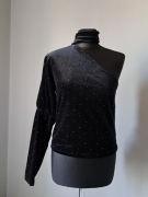 Piękna czarna bluzka L/40 bik bok welurowa z ćwiekami