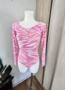 Body O’La Voga S/36 różowo-białe zebra elastyczne długi rękaw nowe