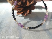 Bransoletka amulet ochronny ametyst czarny turmalin labladoryt