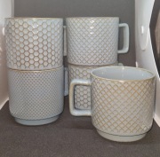 Zestaw kubków Villa Collection, 5 kubków ze złotymi dekoracjami