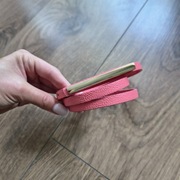 Koralowy cienki pasek złota klamra 