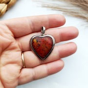 Srebrny Naszyjnik Bursztynowe serce serduszko srebro bursztyn 