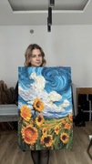 Obraz na płótnie słoneczniki w stylu Van Gogha 60x90