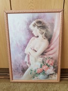 Obraz Młoda kobieta z kwiatami, akt 75x55 cm