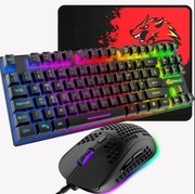 Zestaw klawiatura i mysz Ziyou Lang T2 czarna świecąca przewodowa QWERTY