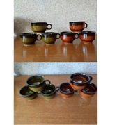 filiżankli brązowe oliwkowe khaki porcelit Pruszków 6 sztuk Niewiedzielski