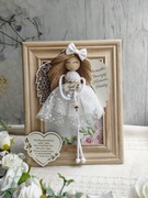 Pamiątka Pierwszej Komunii Świętej Anioł Stróż w ramce 