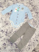 Cool club zestaw elegancki chłopięcy body koszula i spodnie rozmiar 86