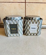 Zestaw 2 puszek do herbaty szaro złote 