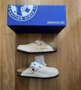 Birkenstock Boston BS Mud 37 Narrow nowe suede skóra klapki clog