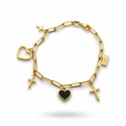 Bransoletka łańcuch Stal Szlachetna " SERCE KRZYŻ 