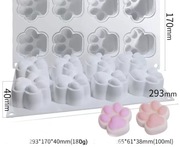 Duża ŁAPA KOTA 8 wnęk forma silikonowa 29.3*17*4 do Pieczenia Musów Odlewów