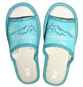 Miętowe Skórzane Kapcie Zakopane 32 (wkładka 20,5 cm) Nowe