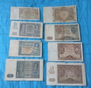Stare polskie banknoty PRL okupacja niemiecka 10,20,50,100 zł 1941 r