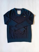 Granatowy sweter McNeal M slim fit prążkowane lamówki