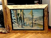 PEJZAŻ ZIMOWY,PRZEDWOJENNY OBRAZ.59,5x46,5cm.OKAZJA.!!!