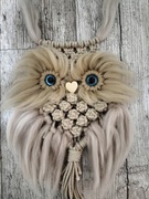 Sowa ze sznurka makrama beżowa 