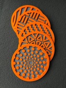 Zestaw 5 podstawek pod kubek/szklankę + organizer |Pomarańczowo-szary