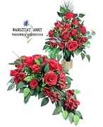 WARSZTAT ANNY  komplet nagrobny stroik kompozycja na cmentarz bukiet róże