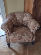 Fotel klubowy PRL + pufa – komplet vintage