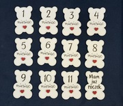 Tabliczki dekoracyjne do zdjęć pamiątkowych misie miesiące pierwszy rok