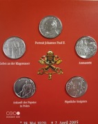 Zestaw 5 monet Zakon Maltański Jan Paweł II 2005 Lira Maltańska folder
