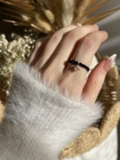 Pierścionek elastyczny czarny turmalin zawieszka talizman amulet boho