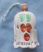 Dzwonek ceramiczny z Polski - pamiątka z Ustrzyk Dolnych - nietypowy