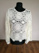 Swetewrek Ażurowy Narzutka Boho R XS S M Śliczna Luksusowa