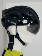 Kask rowerowy VICTGOAL czarny z magnetyczną szybą i światłem LED | 57–62 cm