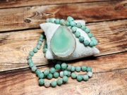 Naszyjnik amulet ochronny z agatem jasnozielonym