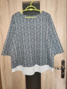 146 Czarno biała bluzka rękaw 3/4 rozmiar 46