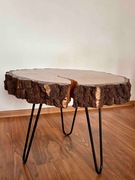 Stolik kawowy z plastra brzozy | loft / industrial | ręcznie wykonany