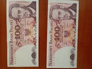 Dwa banknoty 100 zł z PRL (1986 i 1988r.)