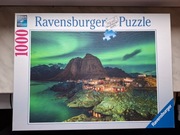 Puzzle Ravensburger 1000 kompletne zorza polarna Norwegia Hamnoy