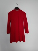 czerwona Sukienka z długim rękawem 